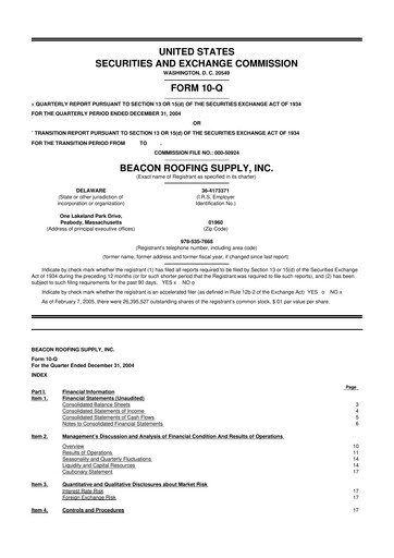 Vorschaubild Beacon Roofing Supply 10-Q Quartalsbericht  