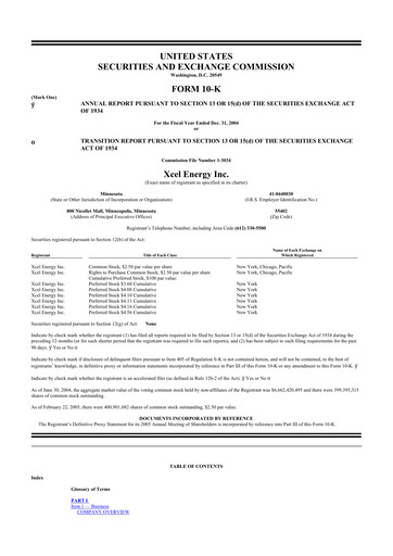 Thumbnail Xcel Energy 10-K Annual Report 