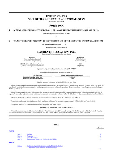 Thumbnail Laureate Education
 10-K Annual Report 