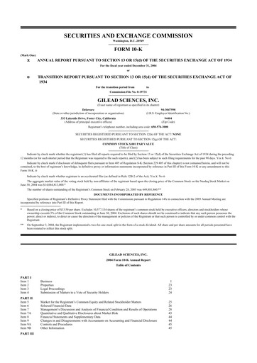 Thumbnail Gilead Sciences 10-K Annual Report 