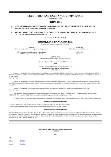 Thumbnail Brookline Bancorp 10-K Annual Report 