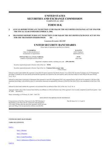 Thumbnail United Security Bancshares 10-K Annual Report 