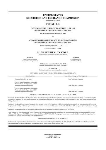 Miniature SL Green Realty
 10-K Rapport annuel 