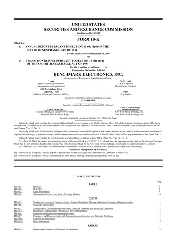 Thumbnail Benchmark Electronics
 10-K Annual Report 