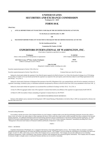 Miniature Expeditors International 10-K Rapport annuel 