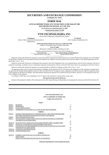 Thumbnail TTM Technologies
 10-K Annual Report 