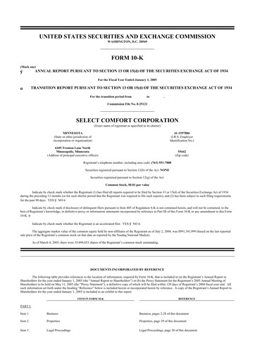 Thumbnail Sleep Number 10-K Annual Report 