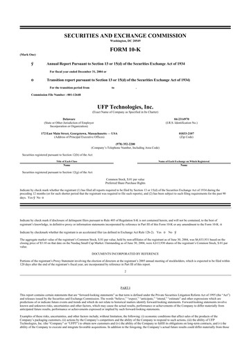 Thumbnail UFP Technologies
 10-K Annual Report 
