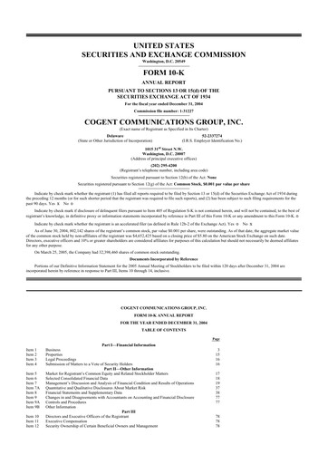 Thumbnail Cogent Communications
 10-K Annual Report 