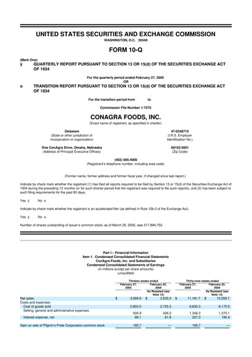 Thumbnail Conagra Brands
 10-Q Quarterly Report FY 