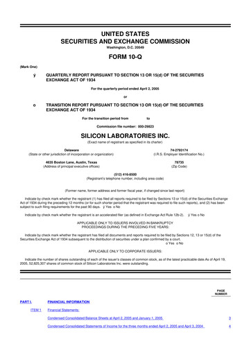 Thumbnail Silicon Labs
 10-Q Quarterly Report FY 