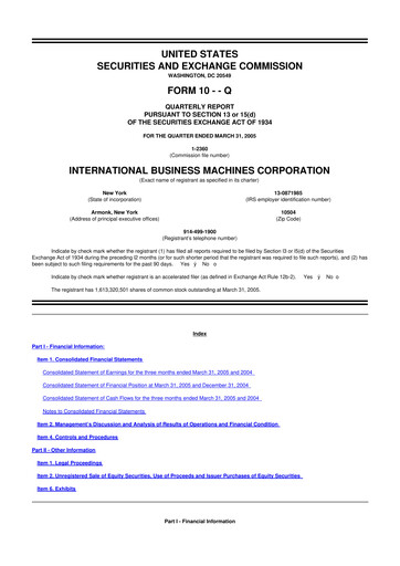 Vorschaubild IBM 10-Q Quartalsbericht  