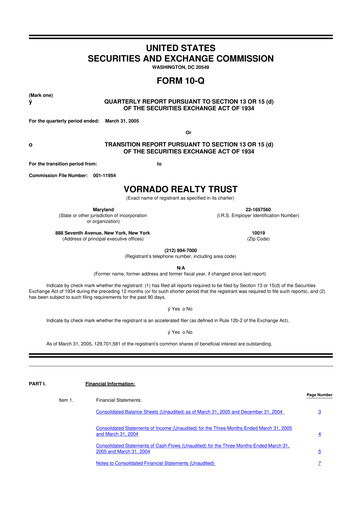 Thumbnail Vornado Realty Trust
 10-Q Quarterly Report FY 