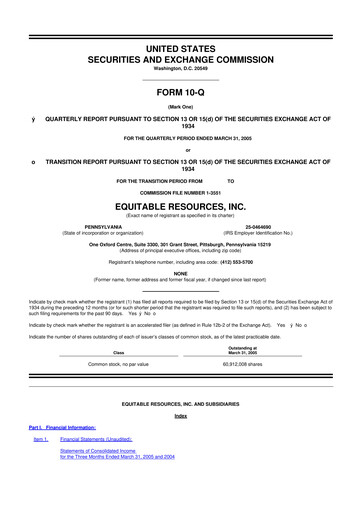 Vorschaubild EQT Corporation
 10-Q Quartalsbericht  