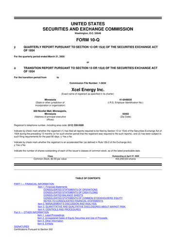 Thumbnail Xcel Energy 10-Q Quarterly Report FY 