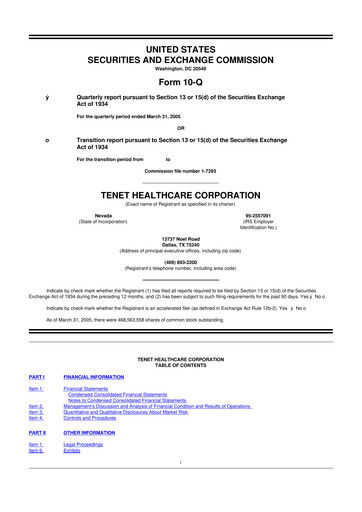 Thumbnail Tenet Healthcare 10-Q Quarterly Report FY 