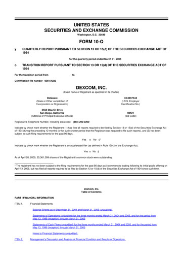 Miniature DexCom 10-Q Rapport trimestriel  