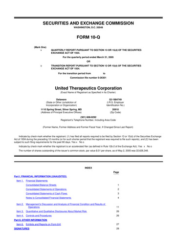 Thumbnail United Therapeutics 10-Q Quarterly Report FY 