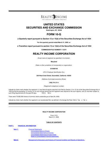 Vorschaubild Realty Income 10-Q Quartalsbericht  
