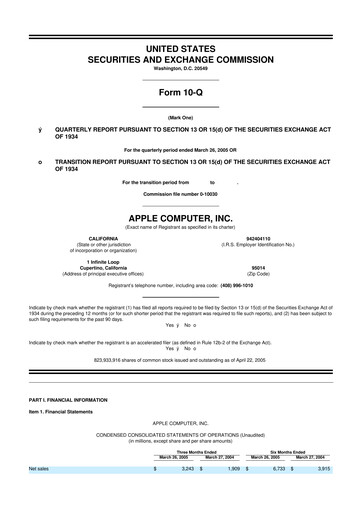 Miniature Apple 10-Q Rapport trimestriel  