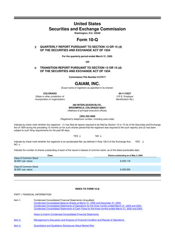 Thumbnail Gaia 10-Q Quarterly Report FY 