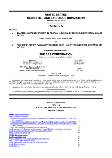 Miniature AES 10-Q Rapport trimestriel  