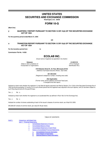 Miniature Ecolab 10-Q Rapport trimestriel  