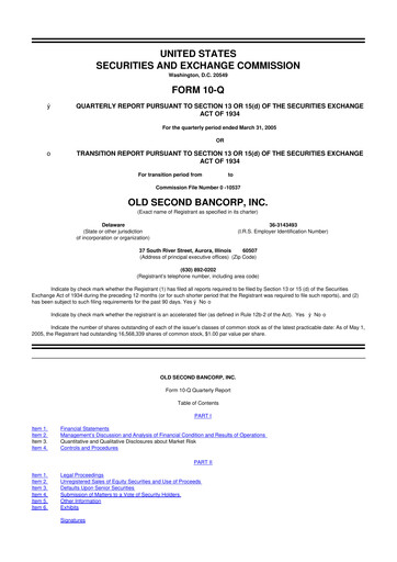 Thumbnail Old Second Bancorp 10-Q Quarterly Report FY 