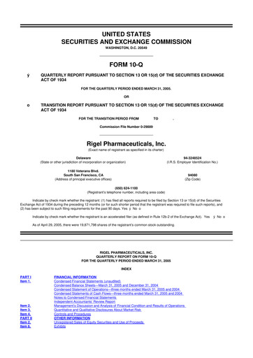 Thumbnail Rigel Pharmaceuticals 10-Q Quarterly Report FY 
