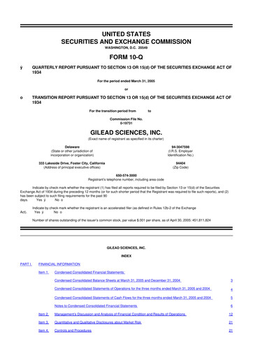 Thumbnail Gilead Sciences 10-Q Quarterly Report FY 