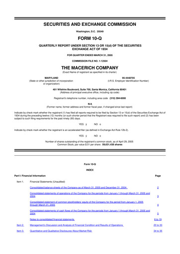 Thumbnail Macerich 10-Q Quarterly Report FY 