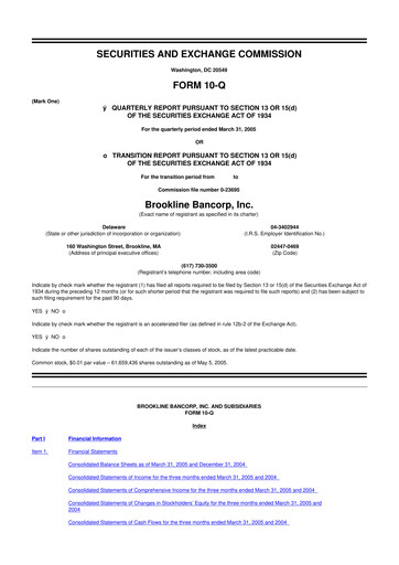 Thumbnail Brookline Bancorp 10-Q Quarterly Report FY 