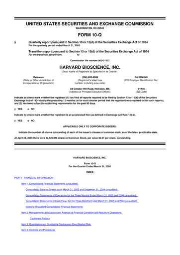 Thumbnail Harvard Bioscience 10-Q Quarterly Report FY 