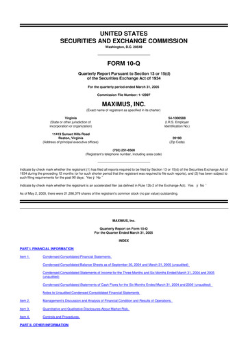 Thumbnail Maximus 10-Q Quarterly Report FY 