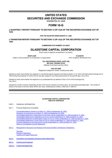 Thumbnail Gladstone Capital Corporation 10-Q Quarterly Report FY 