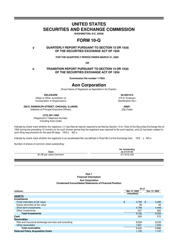 Vorschaubild Aon 10-Q Quartalsbericht  