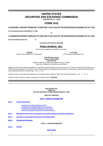 Miniature Pixelworks 10-Q Rapport trimestriel  