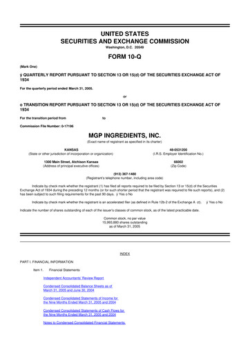 Thumbnail MGP Ingredients 10-Q Quarterly Report FY 