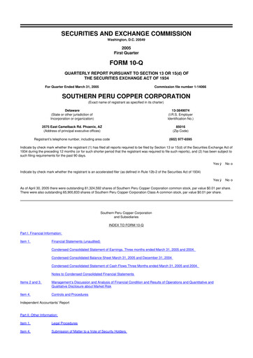 Thumbnail Southern Copper 10-Q Quarterly Report FY 