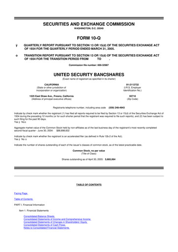 Vorschaubild United Security Bancshares 10-Q Quartalsbericht  