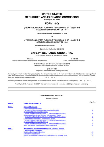 Miniature Safety Insurance
 10-Q Rapport trimestriel  