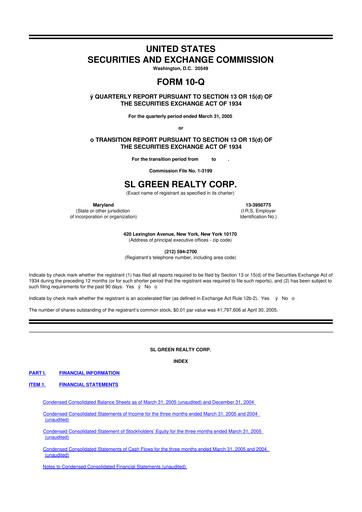 Thumbnail SL Green Realty
 10-Q Quarterly Report FY 