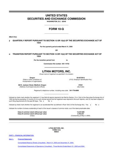 Vorschaubild Lithia Motors 10-Q Quartalsbericht  