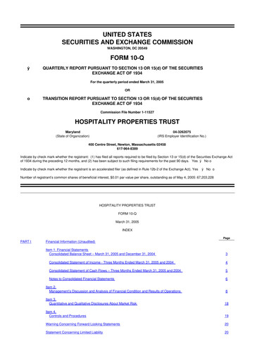 Thumbnail Service Properties Trust 10-Q Quarterly Report FY 