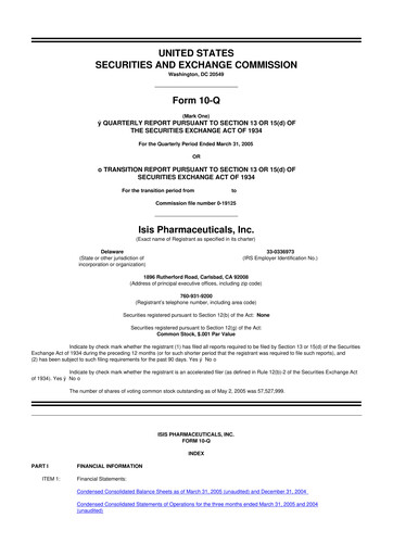 Vorschaubild Ionis Pharmaceuticals
 10-Q Quartalsbericht  