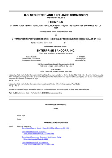 Thumbnail Enterprise Bancorp 10-Q Quarterly Report FY 