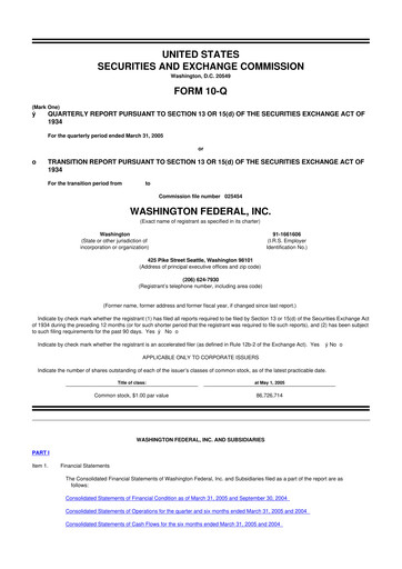 Thumbnail WaFd Bank 10-Q Quarterly Report FY 