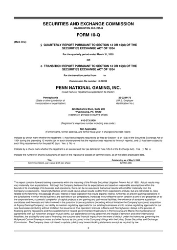 Thumbnail PENN Entertainment
 10-Q Quarterly Report FY 