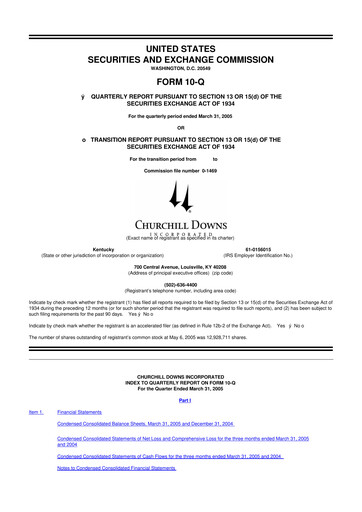 Vorschaubild Churchill Downs 10-Q Quartalsbericht  