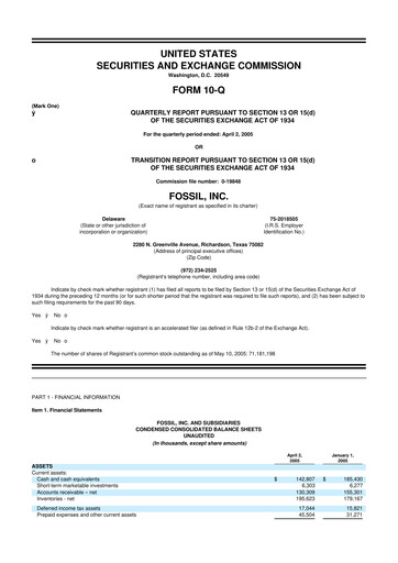 Thumbnail Fossil Group 10-Q Quarterly Report FY 
